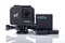 GoPro Hero 7 Black with charger and batteries isolated on white