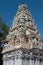 Gopuram against blue sky background