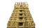 A Gopuram, or gopura, isolated on white background. It is a monumental entrance tower of an Hindu Temple.