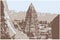 Gopuram of Virupaksha Temple, Hampi vector landscape. Gopuram of Virupaksha Temple in 3 shades vector