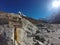 Gorak Shep, Nepal - May 15th, 2019: Signpost way to mount Everest Base Camp