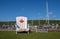 Gore Bay, Ontario, Canada - August 2, 2021: A big chair in the water front park at the marina in Gore Bay on Manitoulin Island