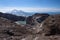 Gorely Volcanoâ€™s crater lake and itâ€™s impressive glacier with Mutnovsky Volcano in the background