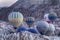 Goreme,Turkey- 17 October, 2019:Hot Air balloons flying tour over Mountains landscape autumn sunrice Cappadocia