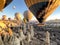 Goreme, Turkey, December 1st, 2021 The hot air baloons flying over Cappadocia