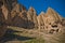 Goreme Valley with mountains caves and souvenirs