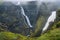 Gorge with Granni waterfall. Waterfall in a narrow gorge in the Thjorsardalur valley in Iceland