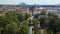 Gorgeous aerial view flight drone Gold Angel of Peace column City town Munich