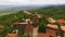 Gorgeous aerial view of St George church in Signagi town with Alazani valley