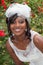 Gorgeous african american bride outside posing and smiling