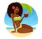 Gorgeous African American girl in bikini