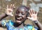 Gorgeous African Black Young Girl Happy About Washing her Hands with Sanitizer, Soap and Water
