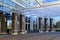 Gorgeous architecture with stone pillars at entryway, Turning Stone Casino, New York, 2016