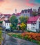 Gorgeous autumn cityscape of Gorlitz, eastern Germany, Europe. Spectacular sunrise view of St Peter and Paulâ€™s Church