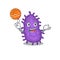 Gorgeous bacteria bacilli mascot design style with basketball