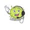 A gorgeous bacteria coccus mascot character concept wearing headphone