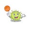 Gorgeous bacteria coccus mascot design style with basketball