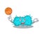 Gorgeous bacteria prokaryote mascot design style with basketball