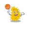 Gorgeous bacteria spirilla mascot design style with basketball