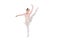 Gorgeous ballerina dancing rising her leg