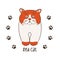 Gorgeous big red cat of the British breed  character cartoon. Flat hand drawn clipart  lettering