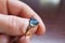 Gorgeous Blue Topaz Ring Close Up In Hand