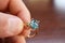 Gorgeous Blue Topaz Ring Close Up In Hand
