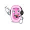 A gorgeous bordetela pertussis mascot character concept wearing headphone