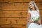 Gorgeous bride on her wedding day holding her lovely bouquet