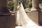 Gorgeous bride in luxurious wedding dress