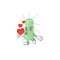 A gorgeous caricature design of salmonella with red hearts