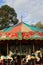 Gorgeous carousel ride with bright and colorful horses to choose from, York`s Wild Kingdom, Maine, 2017