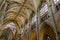 Gorgeous ceiling, stained glass windows and interior architecture of York Minster Cathedral in Yorkshire, England