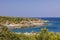 Gorgeous coastline nature landscape view with beaches and hotels in Rhodes Island. Greece.