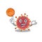 Gorgeous coronaviridae mascot design style with basketball