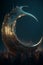a gorgeous crescent moon with translucent glassy generative AI