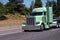 Gorgeous custom build big rig semi truck painted in light mint g