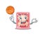 Gorgeous frozen chicken mascot design style with basketball