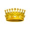 Gorgeous golden crown. Realistic icon of shiny king attribute with yellow gradient. Vector element for luxury label or