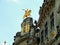 Gorgeous golden sculpture of Charles-Alexandre de Lorraine on the vintage building L`Arbre D`Oron at Grand Place in Brussels