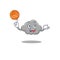 Gorgeous grey cloud mascot design style with basketball