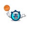 Gorgeous hourglass mascot design style with basketball