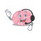A gorgeous human brain mascot character concept wearing headphone