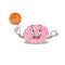Gorgeous human brain mascot design style with basketball