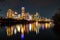 Gorgeous Illuminated Austin Texas Cityscape at night reflecting off Lady Bird Lake