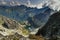 Gorgeous landscape with high peaks, stone cliffs in mountain and view of the Blake lake, or the Morskie Oko lake in a valley.Popul