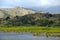 Gorgeous landscape of mountain range and salt water marsh