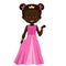 Gorgeous Little African American Princess Posing in Pink Dress with Accessories
