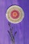 Gorgeous Mandala Crochet Doily and Lavander Flowers on Purple R