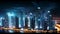Gorgeous Night view of city skyline. Generative AI.